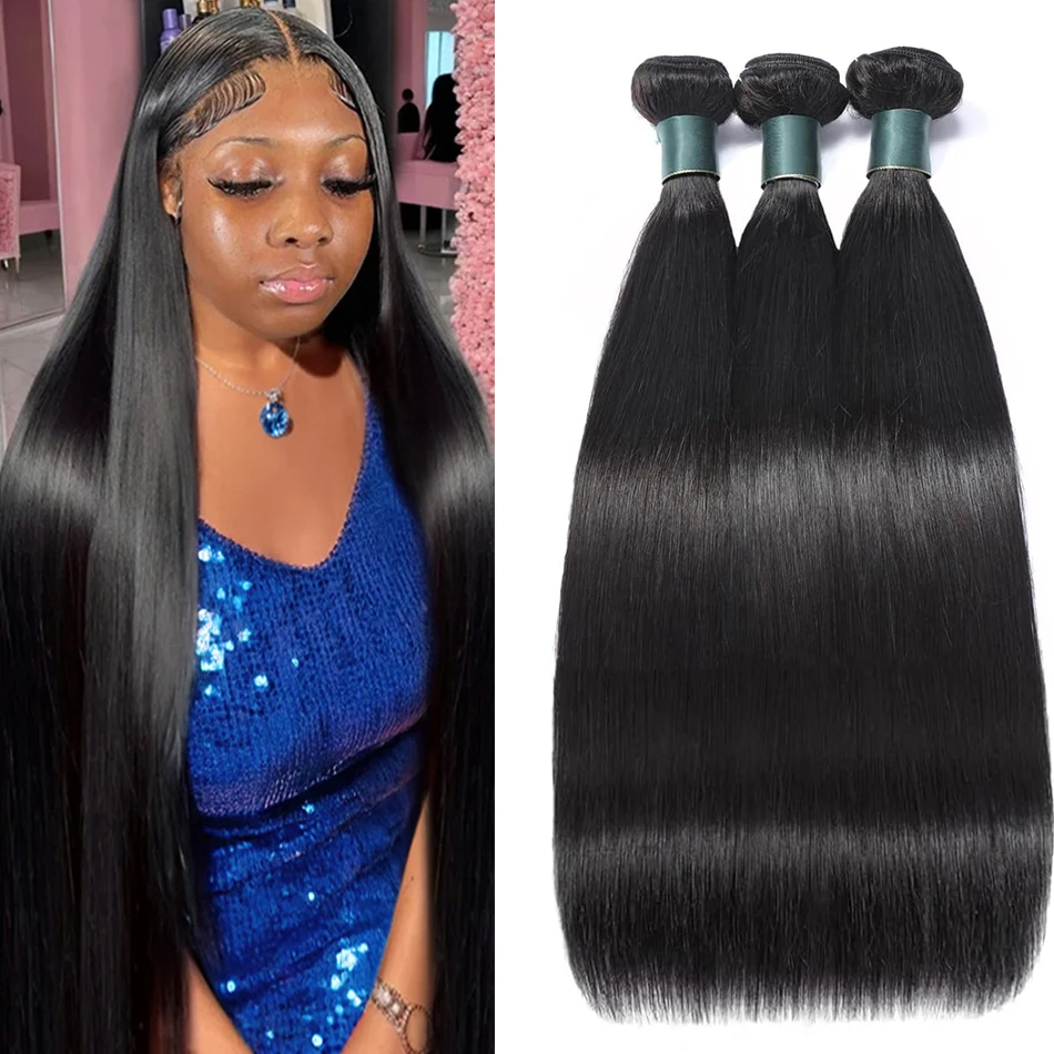 

Bone Straight 30, 40-дюймовые пучки человеческих волос, 14А, наращивание человеческих волос, натуральные черные бразильские пучки волос, 1/3/4 пучка