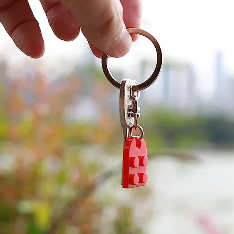 New Brick Keychain for Couples Friendship 2pcs Matching Heart Colorful Keyring Set for Girlfriend Boyfriend Valentine\'s Day Gift