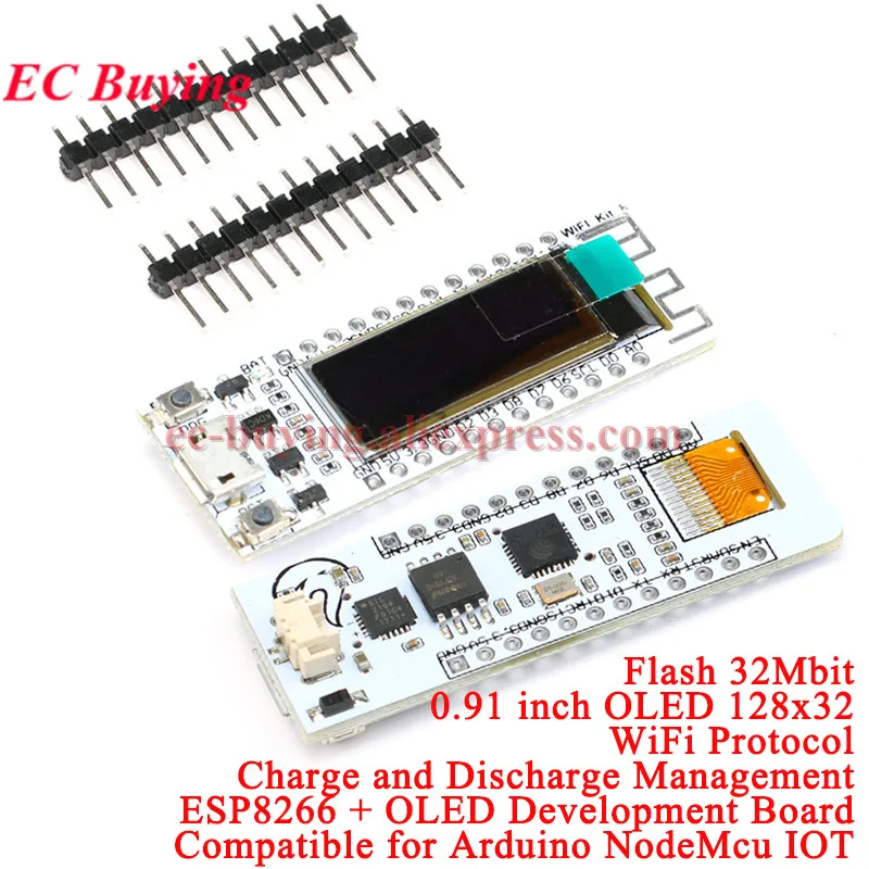 

1Pc-5Pcs Heltec ESP8266 WIFI 0.91 inch OLED Screen Display 32MB Flash Development Board Module Wi-Fi for NodeMcu for Arduino IOT