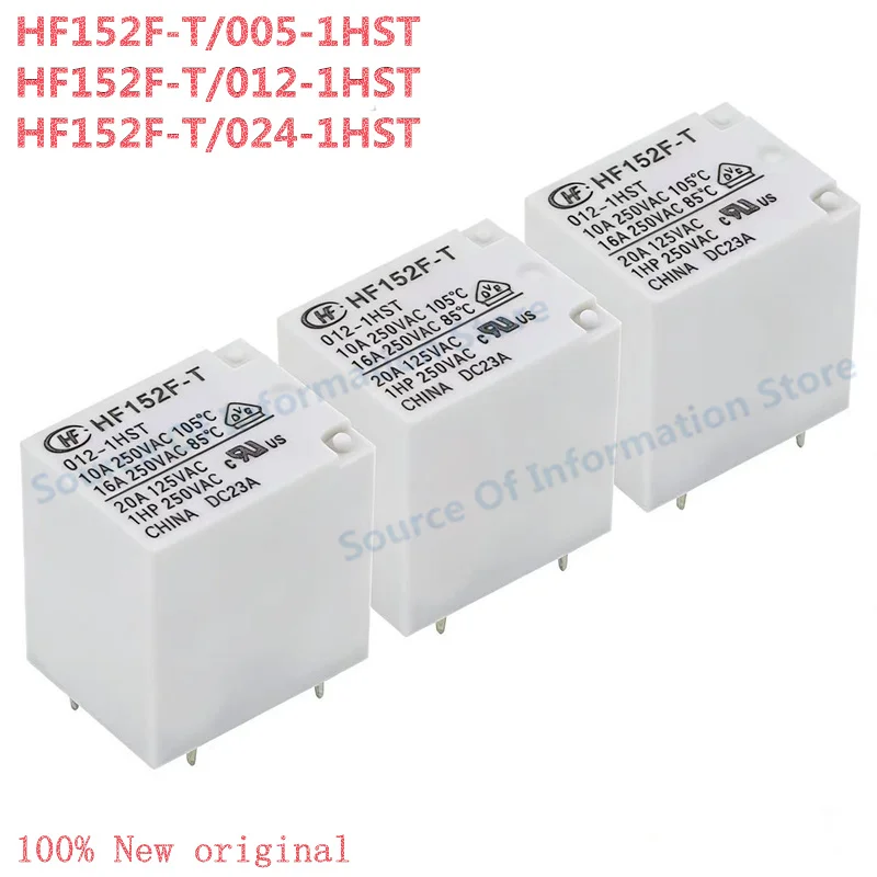 

10Pcs HF152F-T-005/012/024-1HST Relay 5V 12V 24V 4Pin 16A 100% New