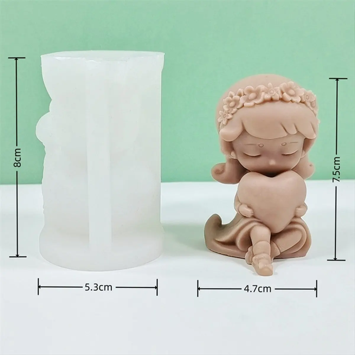 신제품 2개입 3D 장미 하트 모양 소녀 양초 실리콘 몰드 DIY 장미 소녀 수제 향초 석고 레진 몰드