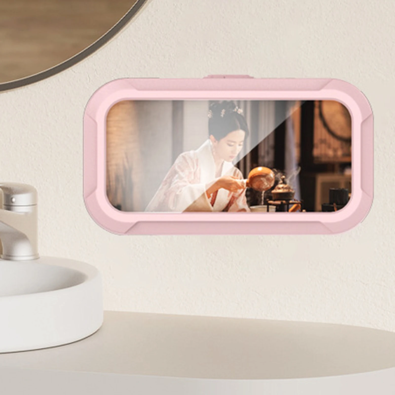 Waterproof Bathing Phone Holder High-Sensitive Touchable Screen Phone Stand Case Suitable for Mirror Bathtub Kitchen