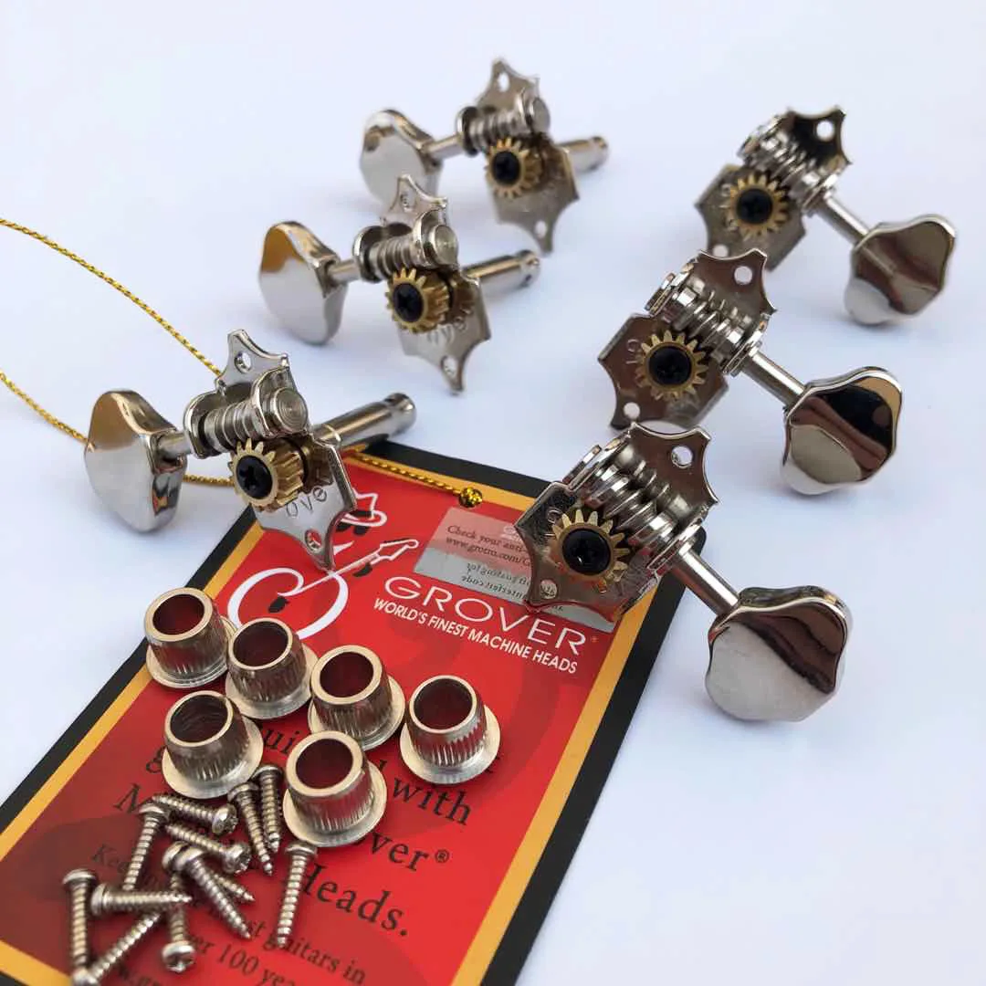 Grover Tuners 3R 3L STA-TITE V97 Nickel ,14:1 шестеренка, 3 ВЧ 3 бас для твердой гитары, открытая шестеренка для настройки Peg машинные головки