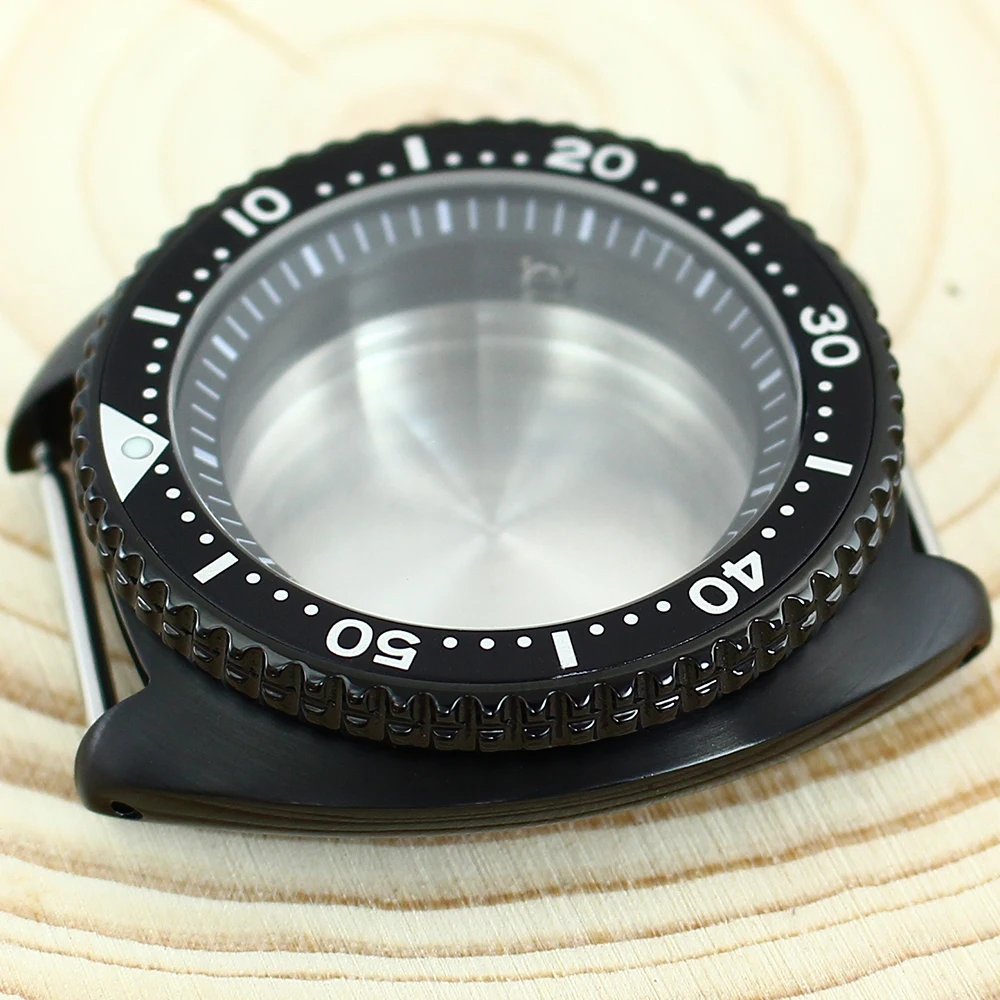 45mm Diving pvd Black watch case Sapphire Glass For Tuna SKX 6105 NH35 NH36 NH34 Movt Mod Abalone Watch Accessories 28.5mm dial