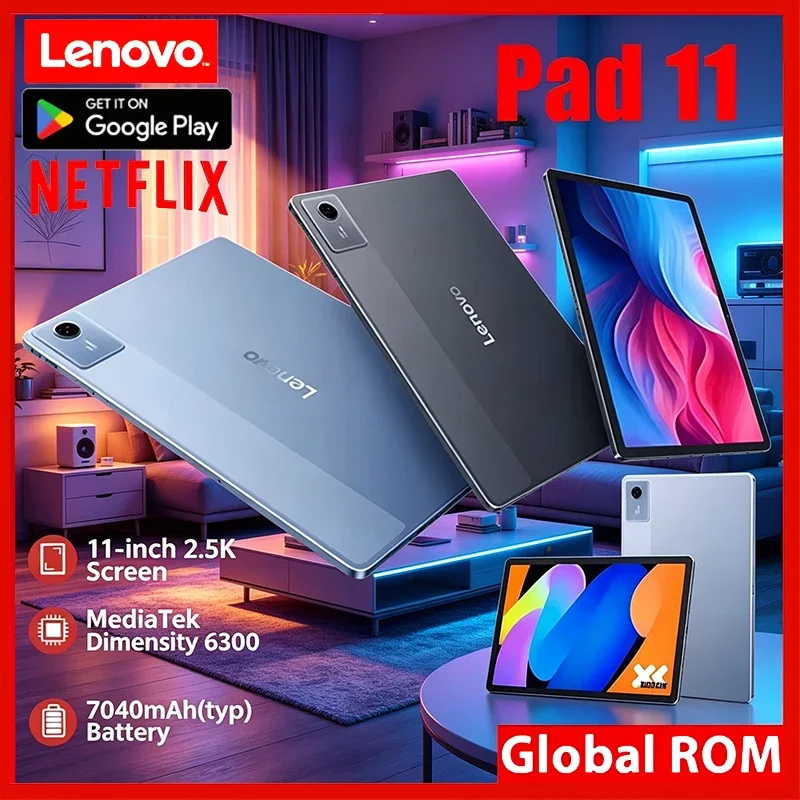 Global ROM Lenovo Xiaoxin Pad 11 2025 Tab 128GB 256GB Dimensity 6300 11" 2.5K Screen 7040mAh WIFI Android Pad Google Play Tablet