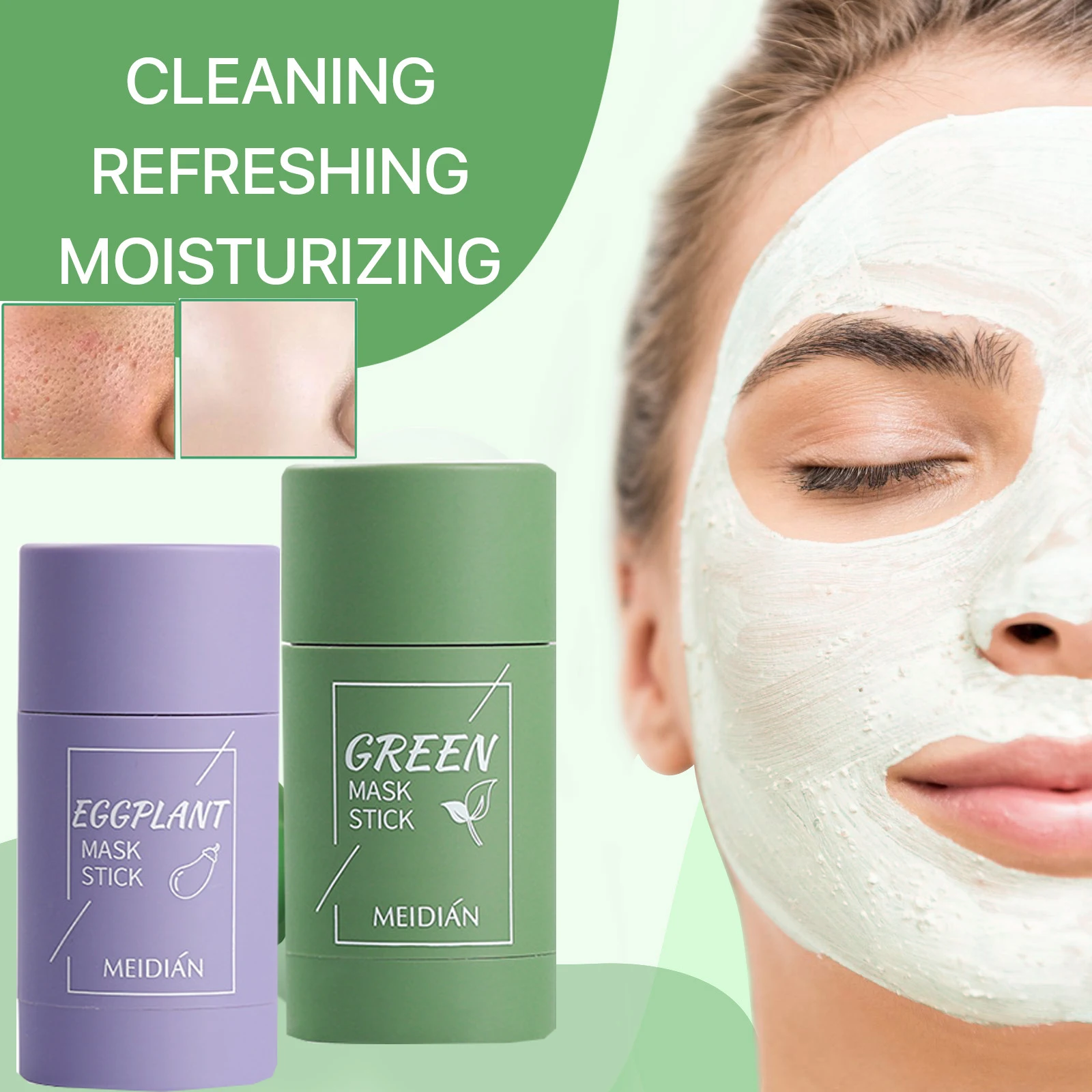 

Green Tea Facial Mask Remove Acne Deep Cleaning Purifying Clay Facial Mask Oil Control Solid Facial Mask Moisturizing Skin Care