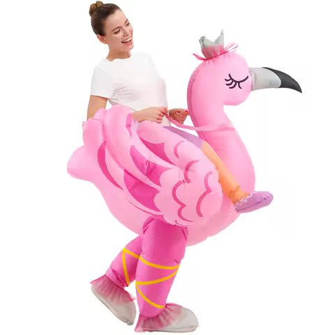 New Flamingo Inflatable Costume Adult Kids Funny Animals Inflatable Suit for Halloween Carnival Fancy Cosplay Dress Suits