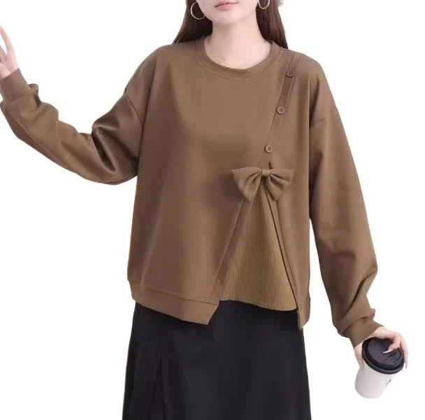 

Women Casual Loose Bow Long Sleeve T Shirt streetwear women hoodies
