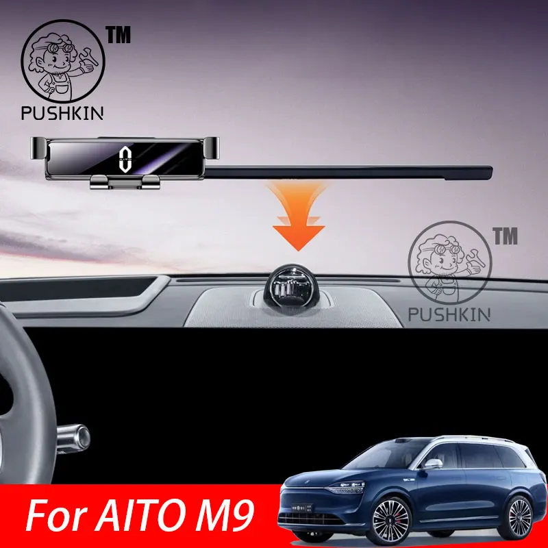 

For AITO M9 2024 2025 Car Styling Mobile Phone Holder Screen Mount Gravity Bracket Stand Auto Modified Accessories