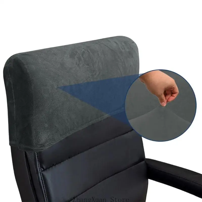3XUF Bürostuhl-Kopfstützenbezug, weicher Plüsch-Stretch-Schonbezug für rechteckige Kopfstützen mit einer Breite von 40–50 für – Detail 5