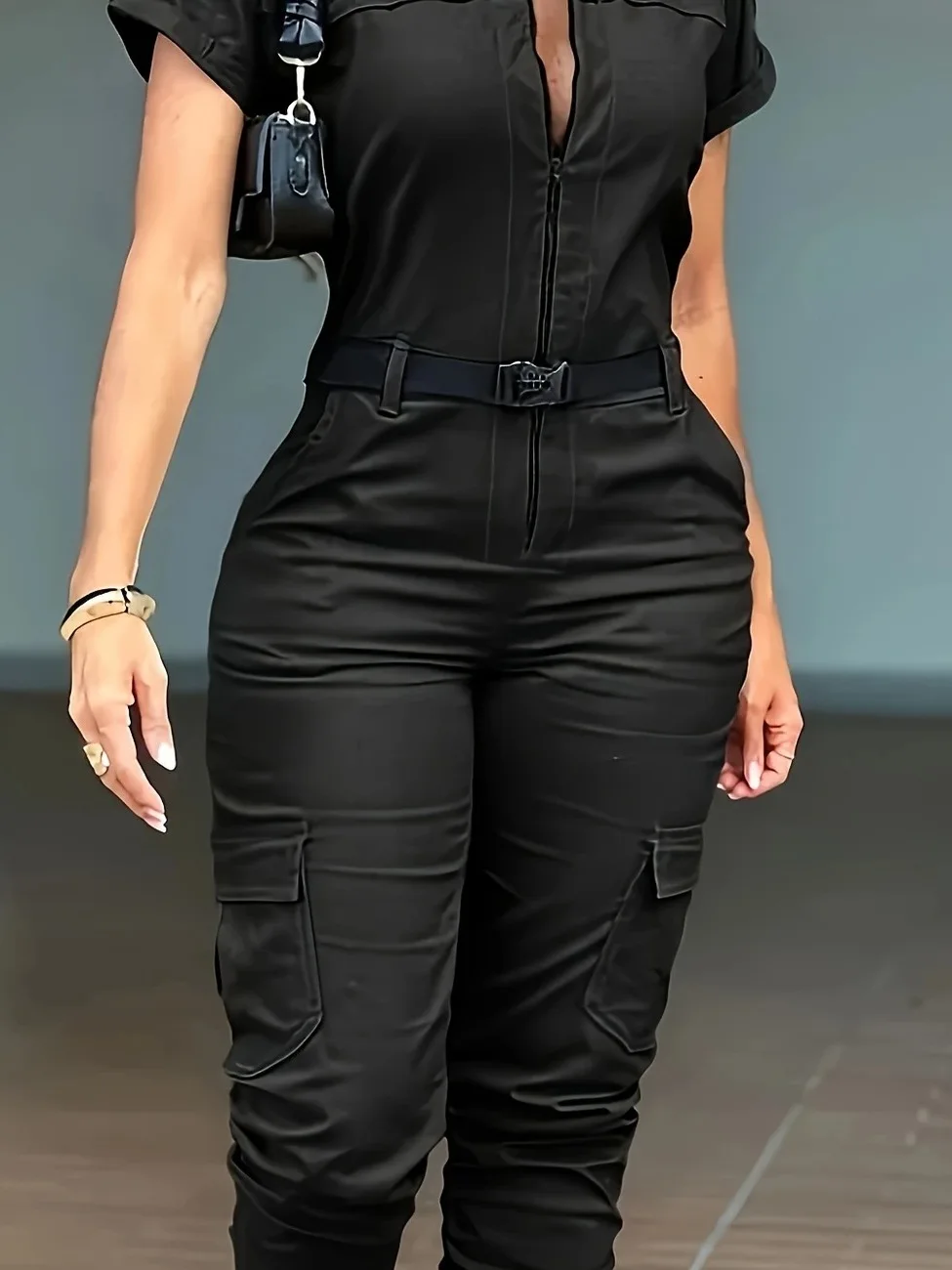 

Faionable Женский комбинезон ort Sve с лацканами, длинные брюки с высокой талией, полиэфирная ткань, весенний сезон, обычный Th...