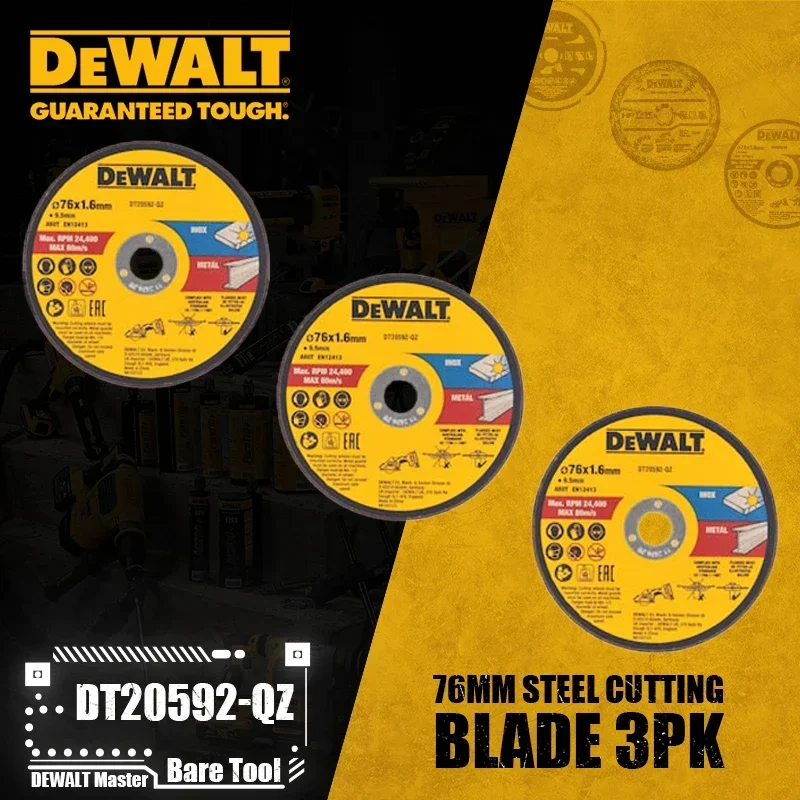 DEWALT DT20590-QZ 76MM Multi Material Blade DT20591-QZ Diamond Tile Blade DT20592-QZ Steel Cutting Blade 3PK For DCS438