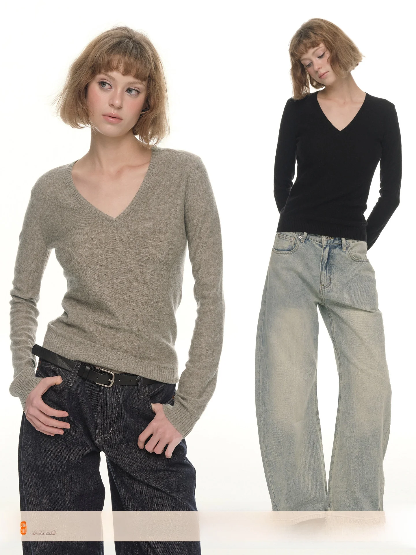 

Женский трикотажный джемпер из смесовой шерсти с V-образным вырезом, длинным рукавом, облегающий, базовый, черный, осенне-зимний, модный, в стиле ретро, топ