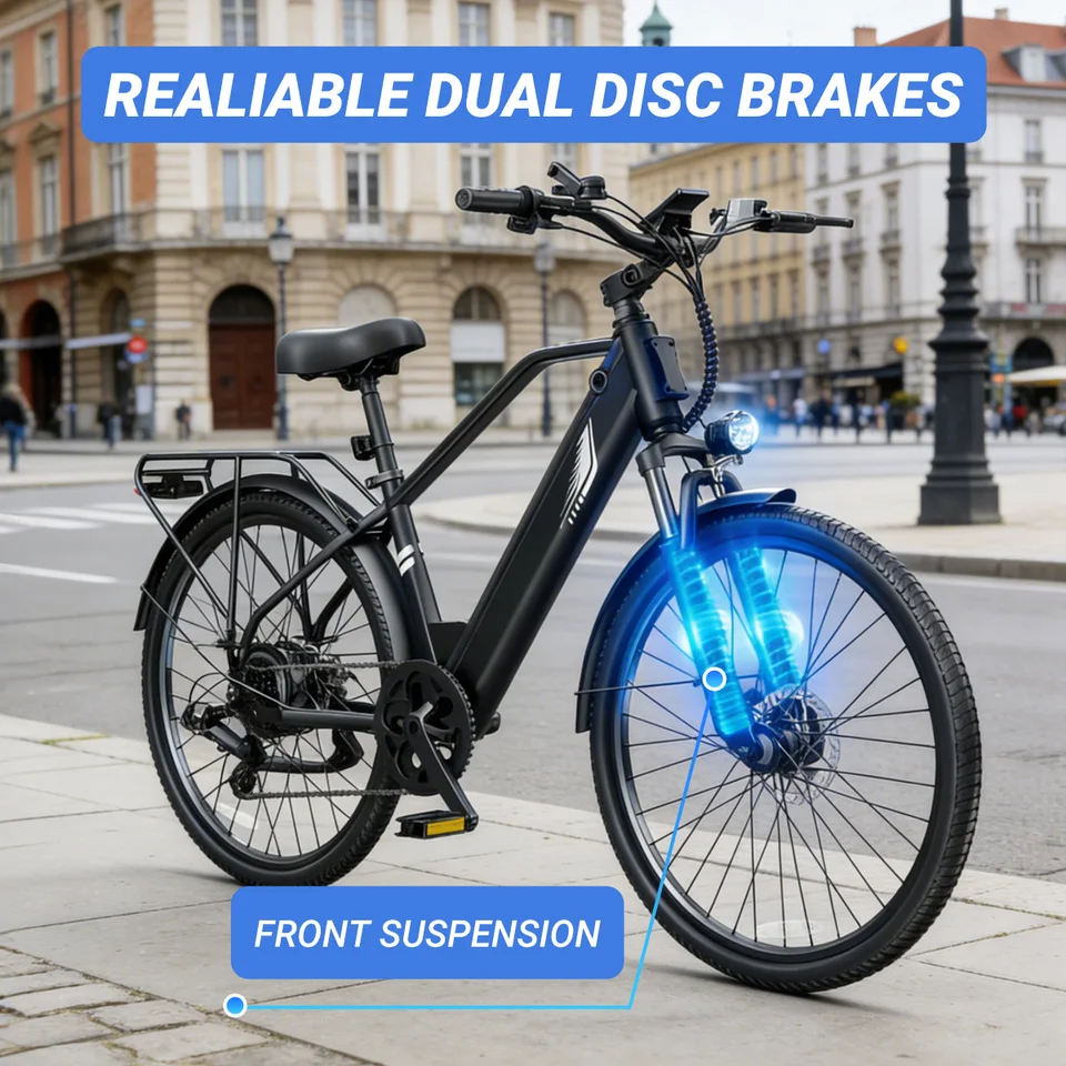 DYU C5 Adult Electric Bike 1000W Motor 480WH Lithium Battery Electric Bicycle ，7-Speed City E-Bike UL2849 Certified image 5