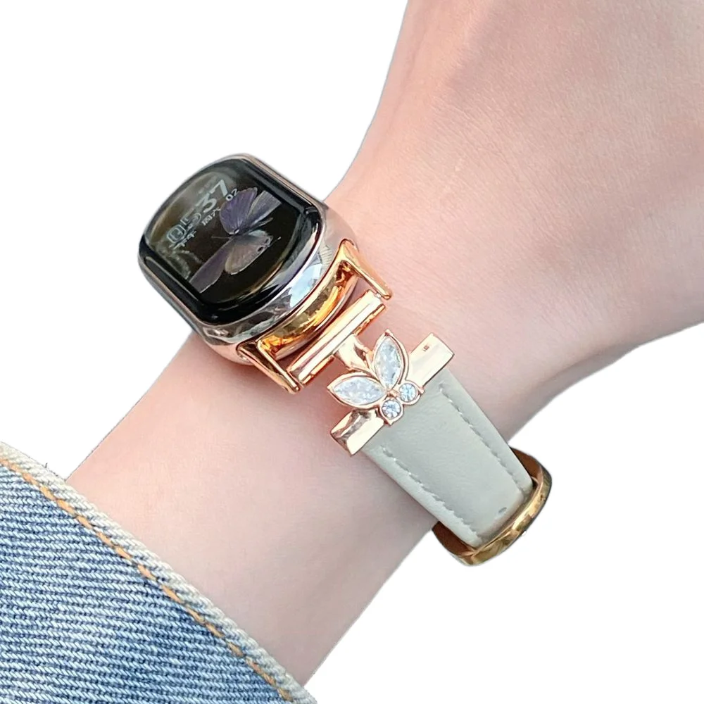 

Slim Leather Watch Straps For Mi Band 10 9 8 Butterfly Wristband Bracelets Smartwatch 8 Pro 9 Pro Correas Redmi 4 5 6 Bracelets