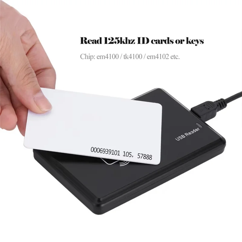 

A42Z-USB RFID Reader 125Khz EM4100 ID Contactless Sensitivity Smart Card Reader TK4100 Support Window System RFID Reader