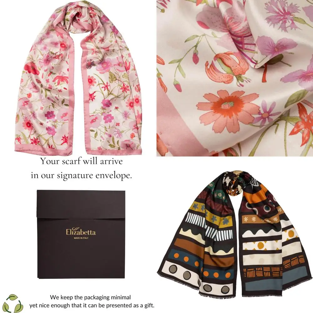 

Итальянские длинные шарфы из 100% шелка для женщин — модные и элегантные, высококачественные шелковые аксессуары