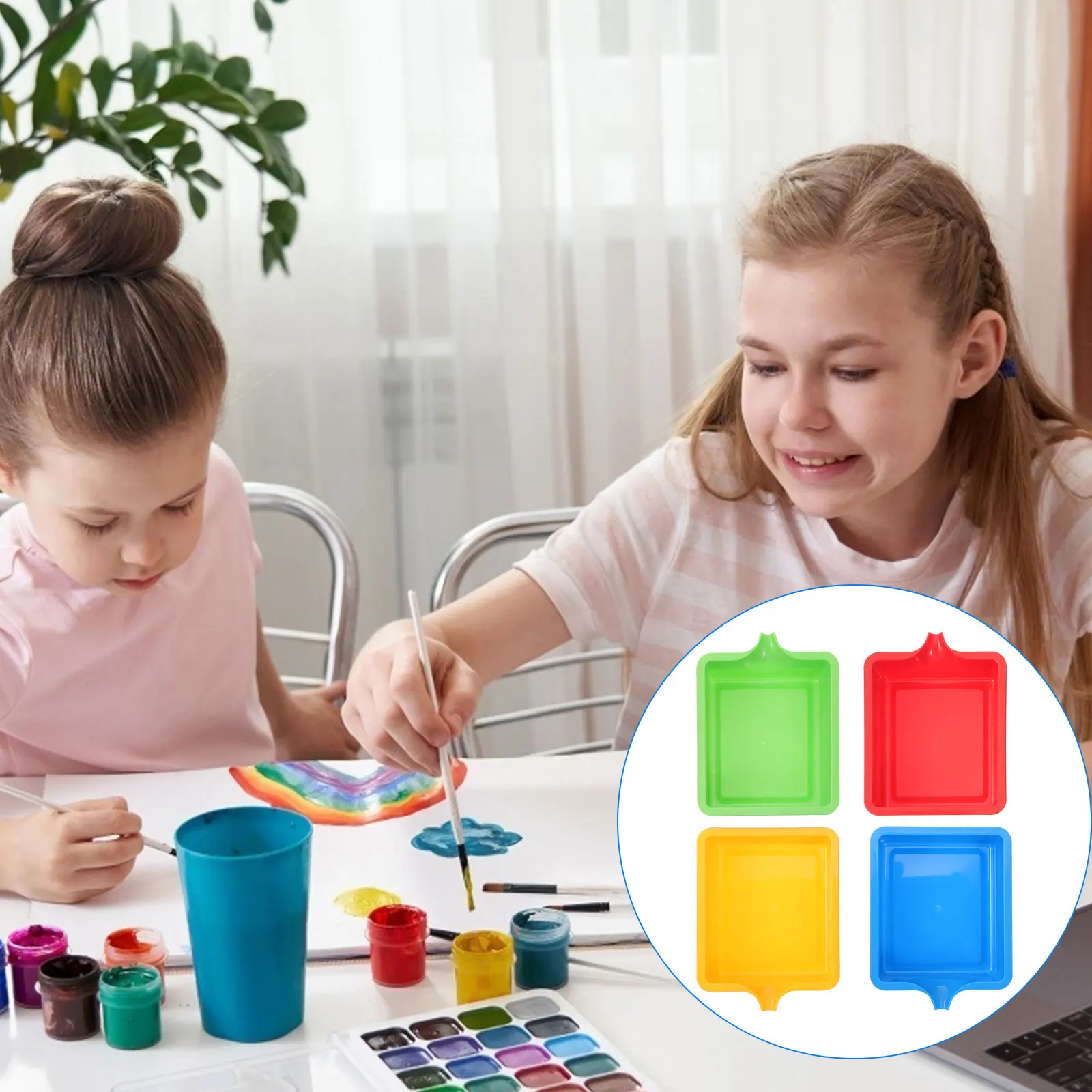 

4pcs Plastic Color Mixer Durable Painting Pigment Box Art Tool Water Tank Outdoor Sketching Lightweight Easy Carry Paint