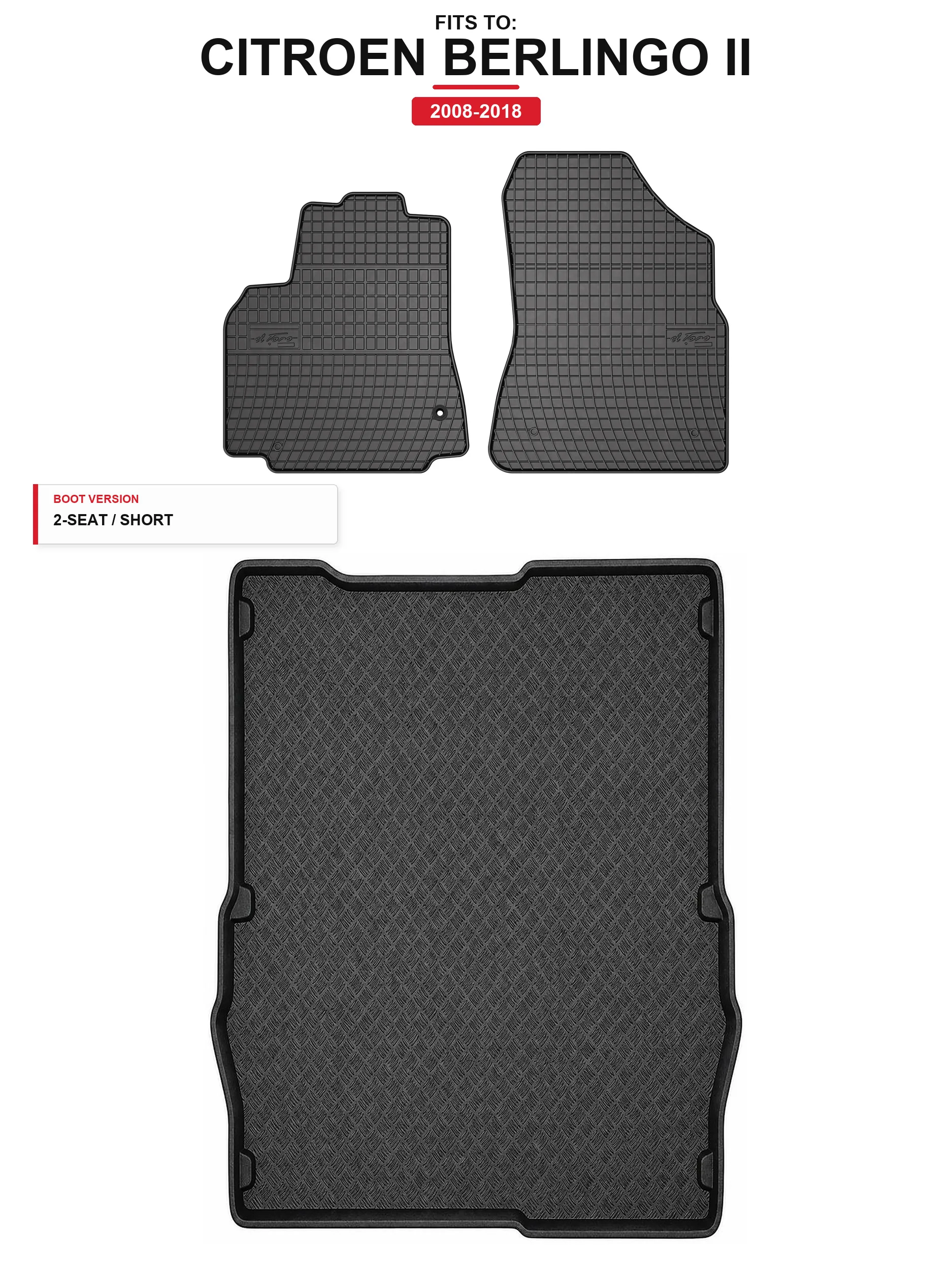 Image of Solidpro Gummimatten + Kofferraummatte für: Citroen Berlingo II 2008-2018