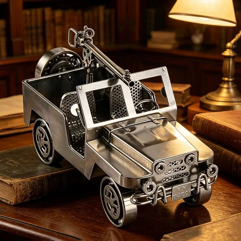 

European Style Retro Ironwork Car Model Ornament Children Toys Creative Gifts Collectible Miniature Adults Fun Desk Accessories