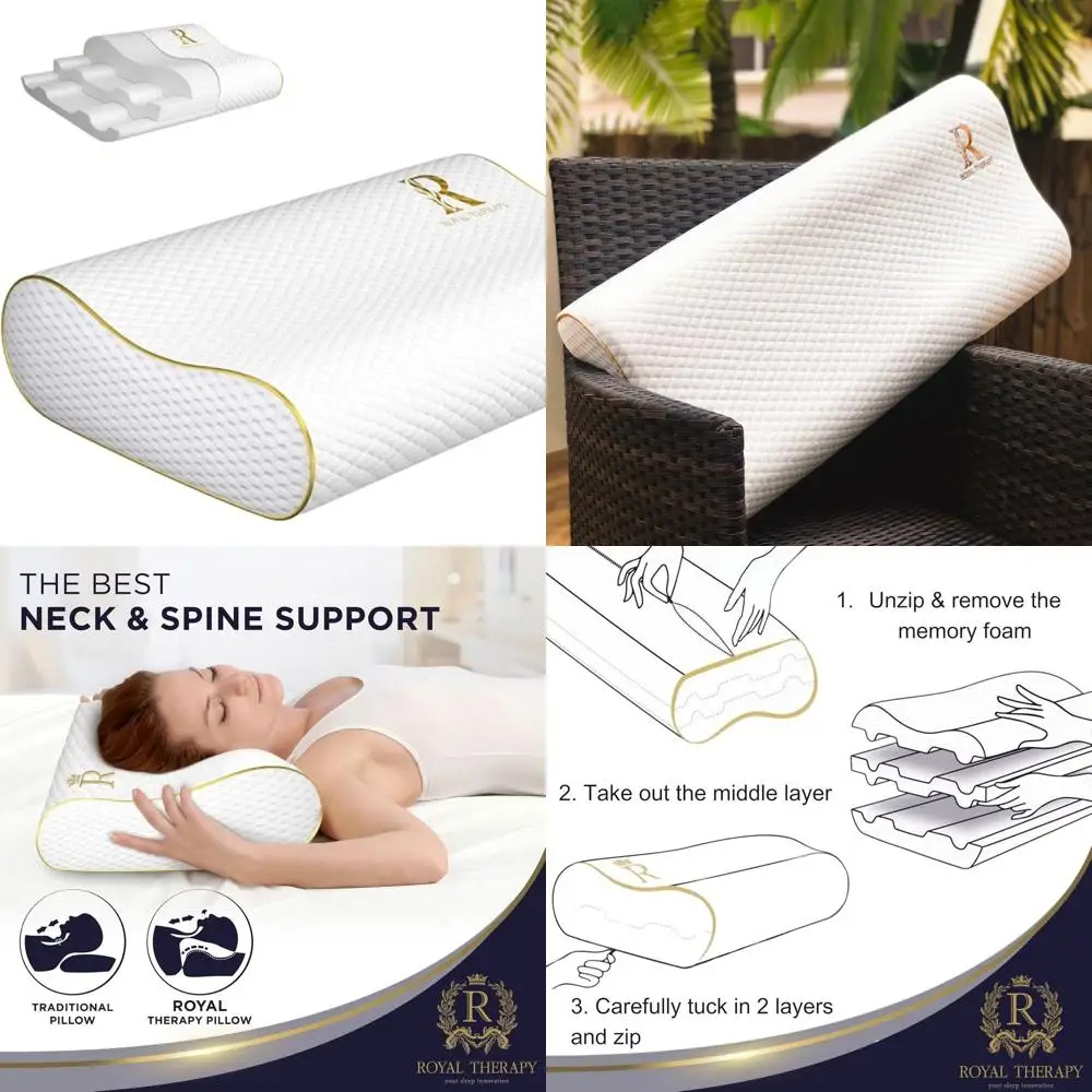 

Queen Size Memory Foam Pillow for Pain Relief, Ideal for Side, Back, and Stomach Sleepers, 24x14x5