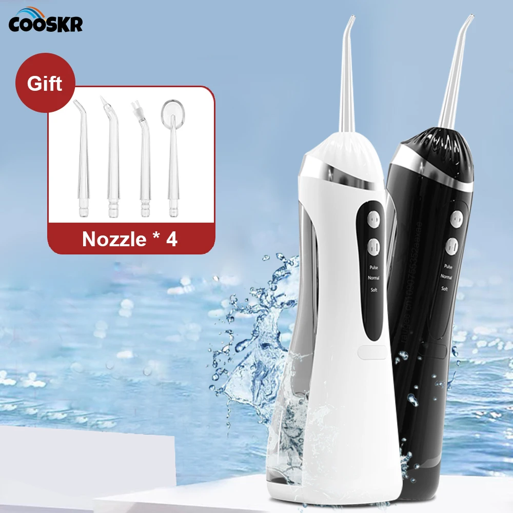 

Water Flosser Cordless Oral Irrigator USB Rechargeable 200ML Waterproof Portable Teeth Whitening 3 Modes 4 Nozzles Tooth Cleaner