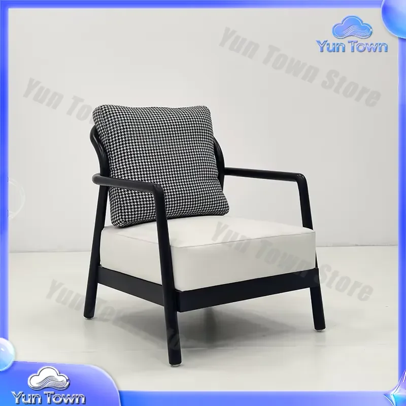 Modern Modular Luxury Lounge Living Room Armchair in Velvet Fabric with Wooden Legs for Home Office Decor