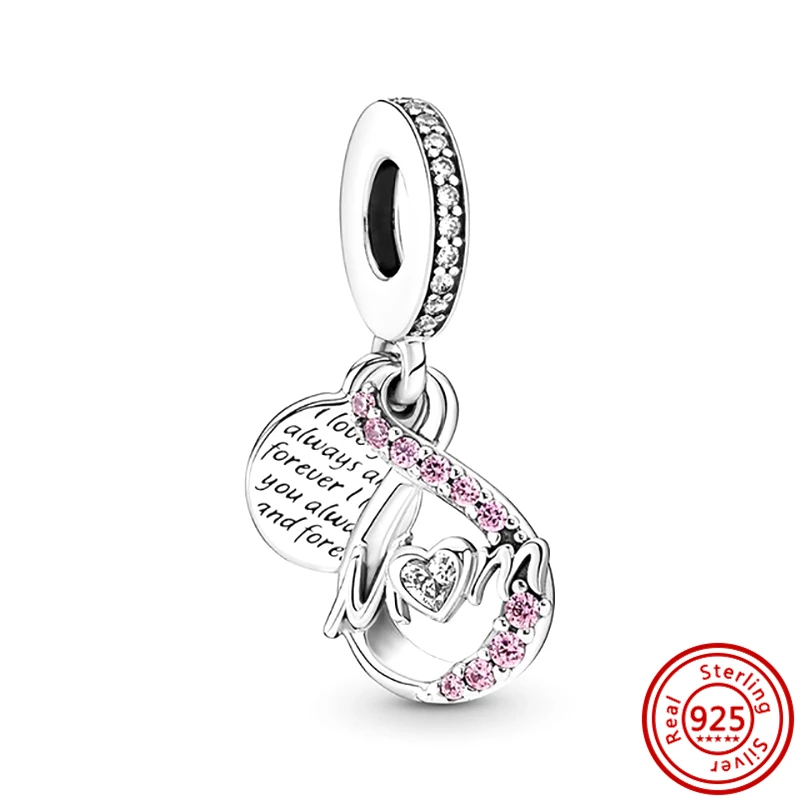 925 Prata Bead Fit pandora charme pulseira, pingente de coração, amor para sempre, mãe, esposa, batom, salto alto, jóias presente, dia das mães, novo