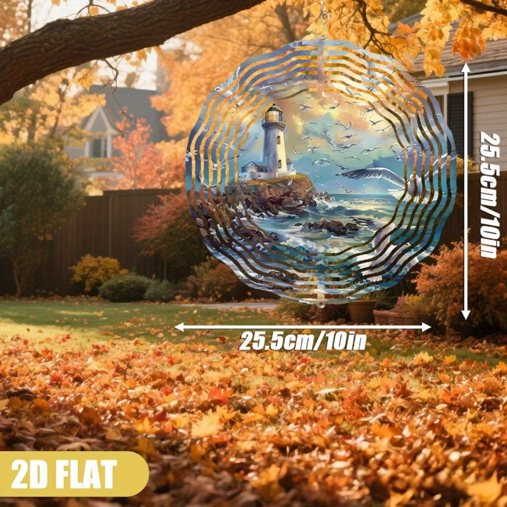 

Coastal Lighthouse Wind Chime Rotating Nautical Seagull Decor Heavy Metal Garden Art Outdoor Yard Hanging Ornament Gift 10 Inch