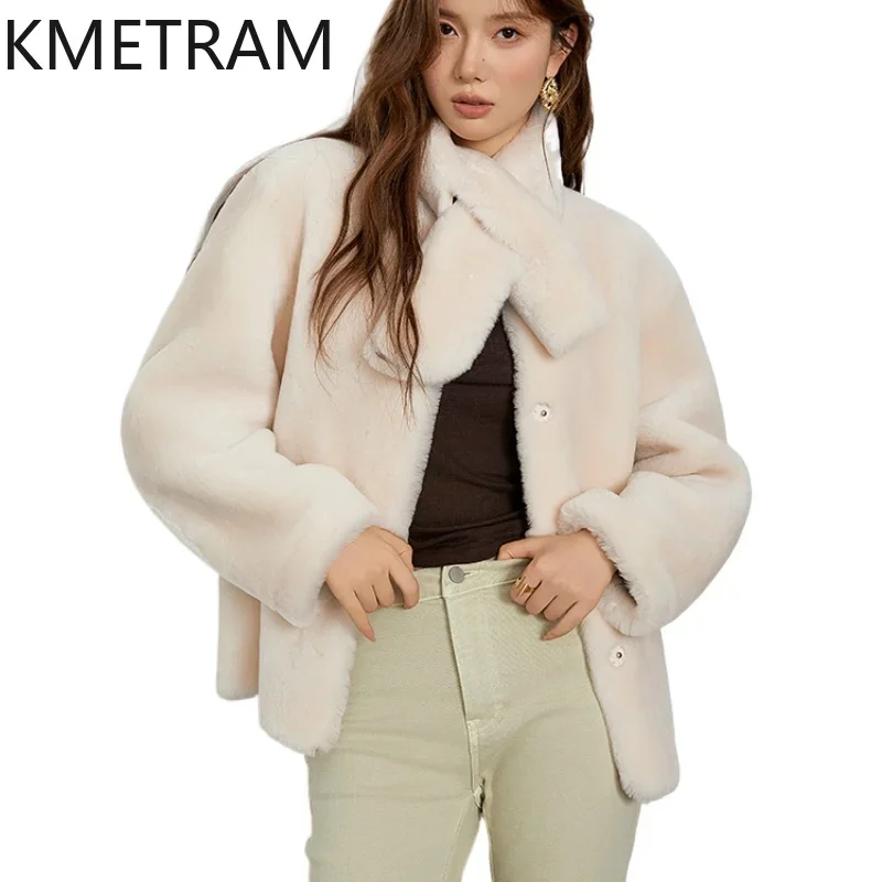 Real Merino Wool Fur Coat Women Short Luxury Natural Sheepskin Fur Jacket Winter Clothes Woman 2024 New in Outerwears дубленка