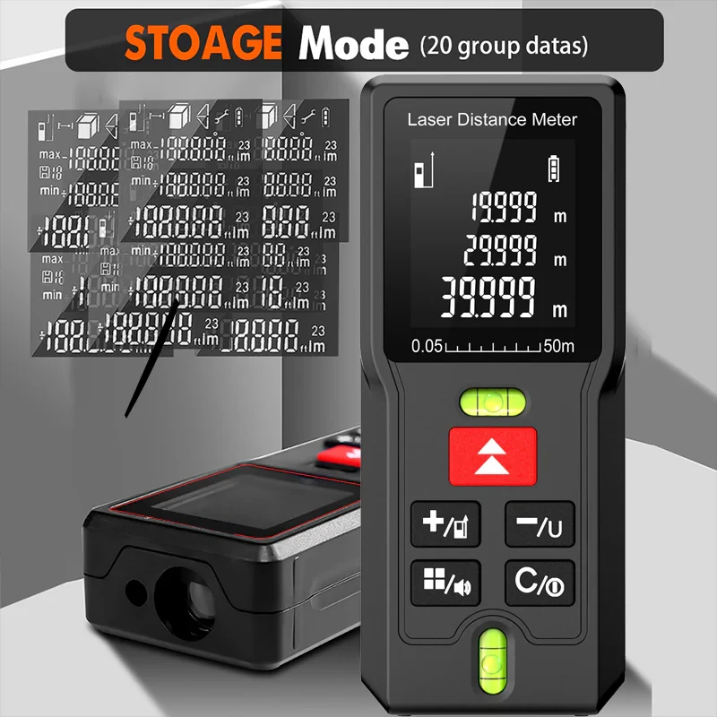 

Laser Distance Meter with 2 Bubble Levels 165ft 197ft 230ft 328ft 50m 60m 70m 100m Digital Laser Measuring Tool Distance Measure