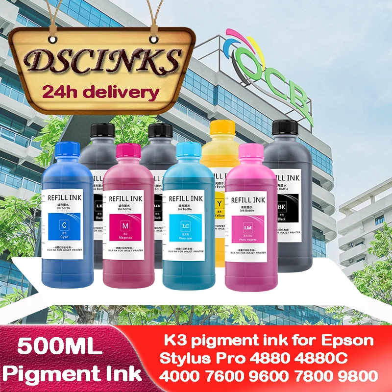 500ml K3 pigment ink for Epson Stylus Pro 4880 4880C 4000 7600 9600 7800 9800 printer pigment ink ( 8 color opitons )