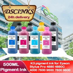 Tinta de pigmento K3 para impresora Epson Stylus Pro, 500ml, 4880, 4880C, 4000, 7600, 9600, 7800, 8 colores