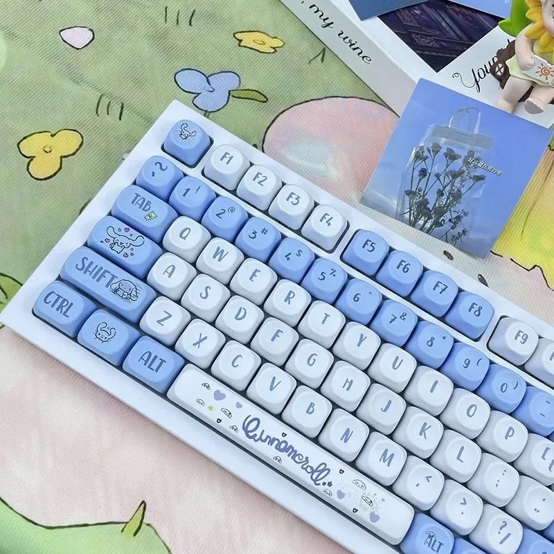 Sanrio Kawaii Cinnamoroll Keycaps  Cartoon Style PBT Mechanical Keyboard Key Caps MOA Highly Cute Keyboard Accessories