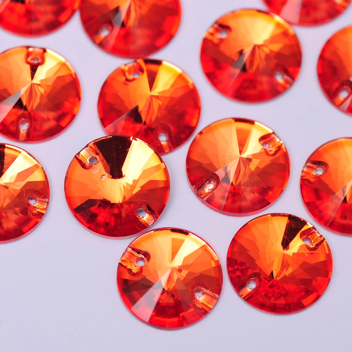 YANRUO 3200 Rivoli Hyacinth Orange Glass Sew On Rhinestones Sewing Crystals Stones for Clothing