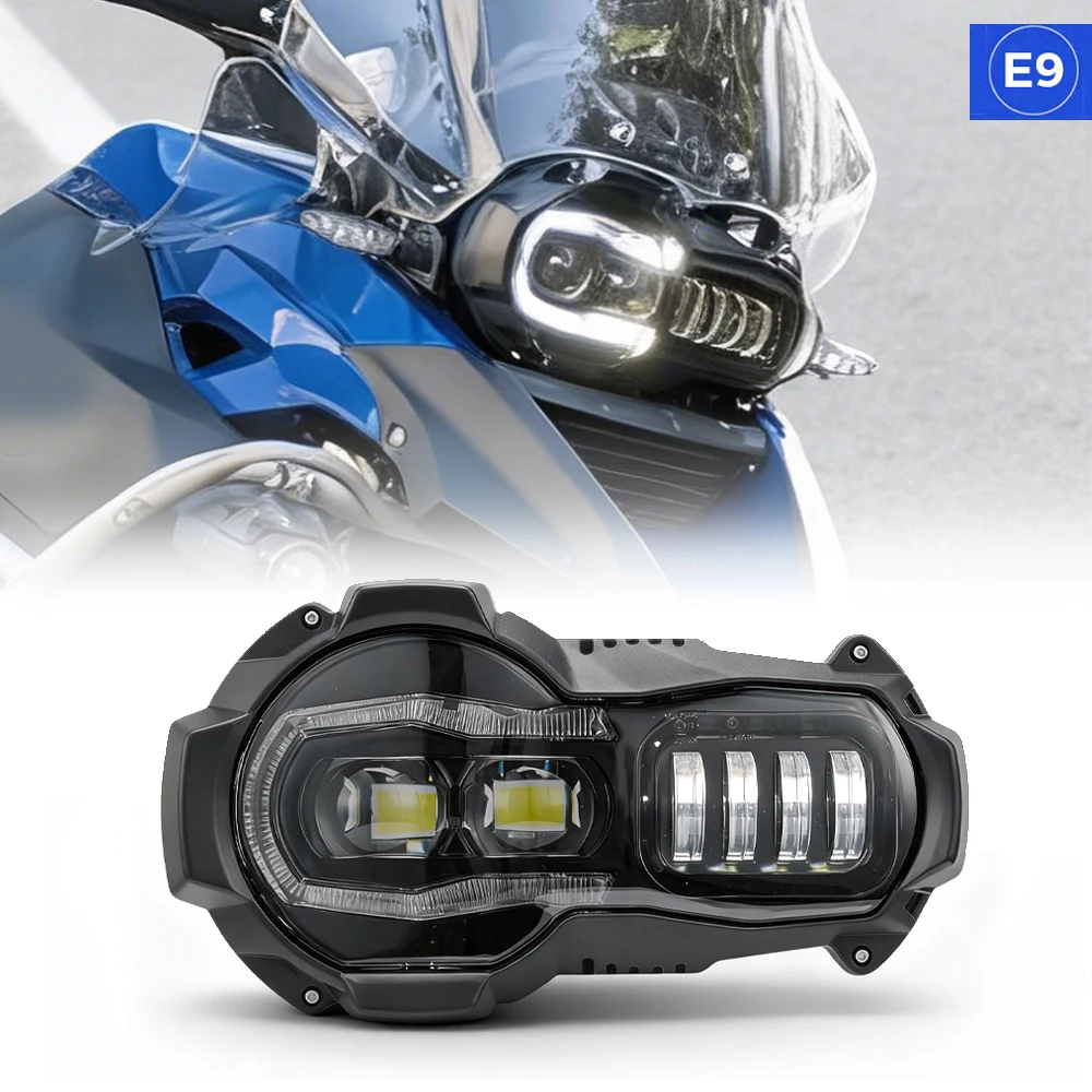 Conjunto de faros LED para motocicleta de E9-Mark para BMW R1200GS 1200GSR R 1200 GS 2004-2012 R1200GS ADV 2005-2013 lámpara frontal