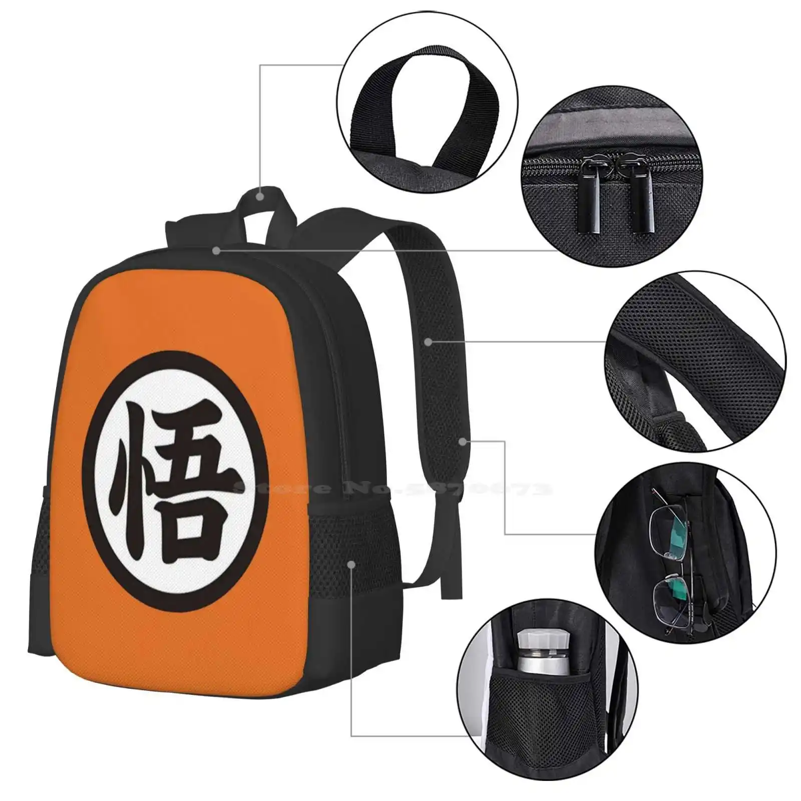 Turtle Gi Logo Pattern Design Bagpack School Bags Z Master Roshi Minimalist Anime Krillin Logo Super Gt Yamcha