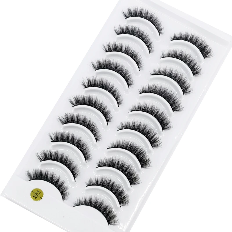 HBZGTLAD 10 Paar künstliche Nerz-Falsche Wimpern, natürliches langes Make-up, 3D-Nerzwimpern, Verlängerungswimpern, kurze Nerzwimpern für Schönheit – Detail 14