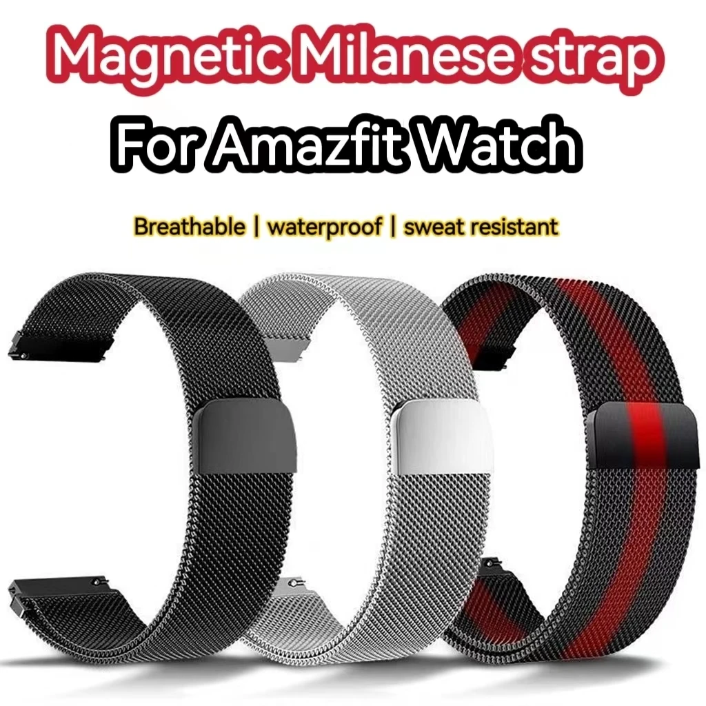 Milanese band For Amazfit GTS/2/2e/3/4/GTS2 Mini/GTR 42mm/47mm/GTR2/3/4/Pro stratos Metal Bracelet Amazfit bip strap 20mm/22mm