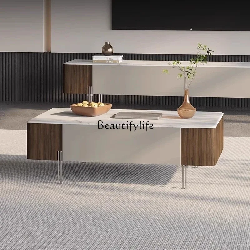 

LJYItalian minimalist home living room coffee table TV cabinet combination light luxury high sense