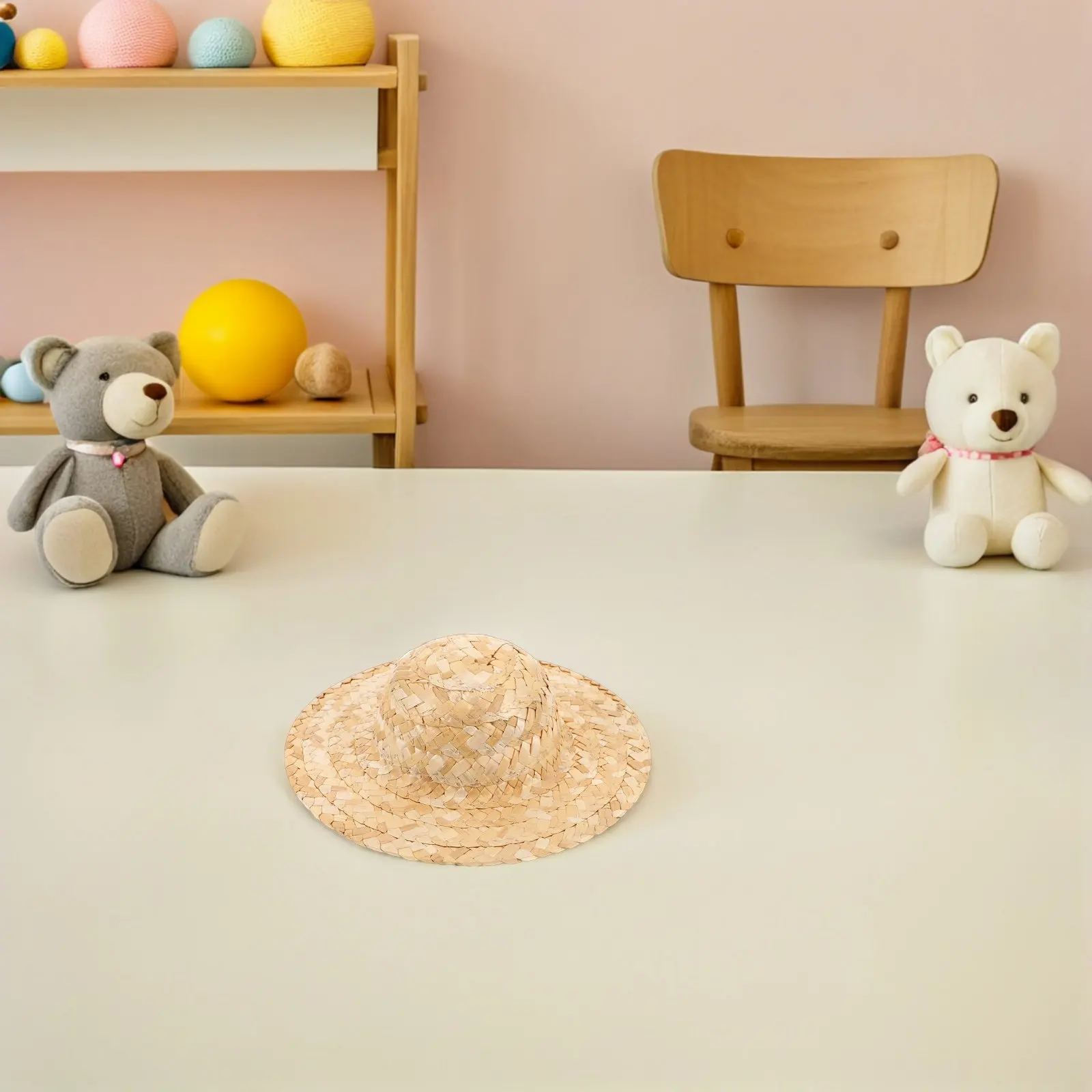 2 piezas de mini sombreros de paja tejidos para accesorios de casa de muñecas, decoraciones de fiesta DIY, mini sombrero para disfraz.