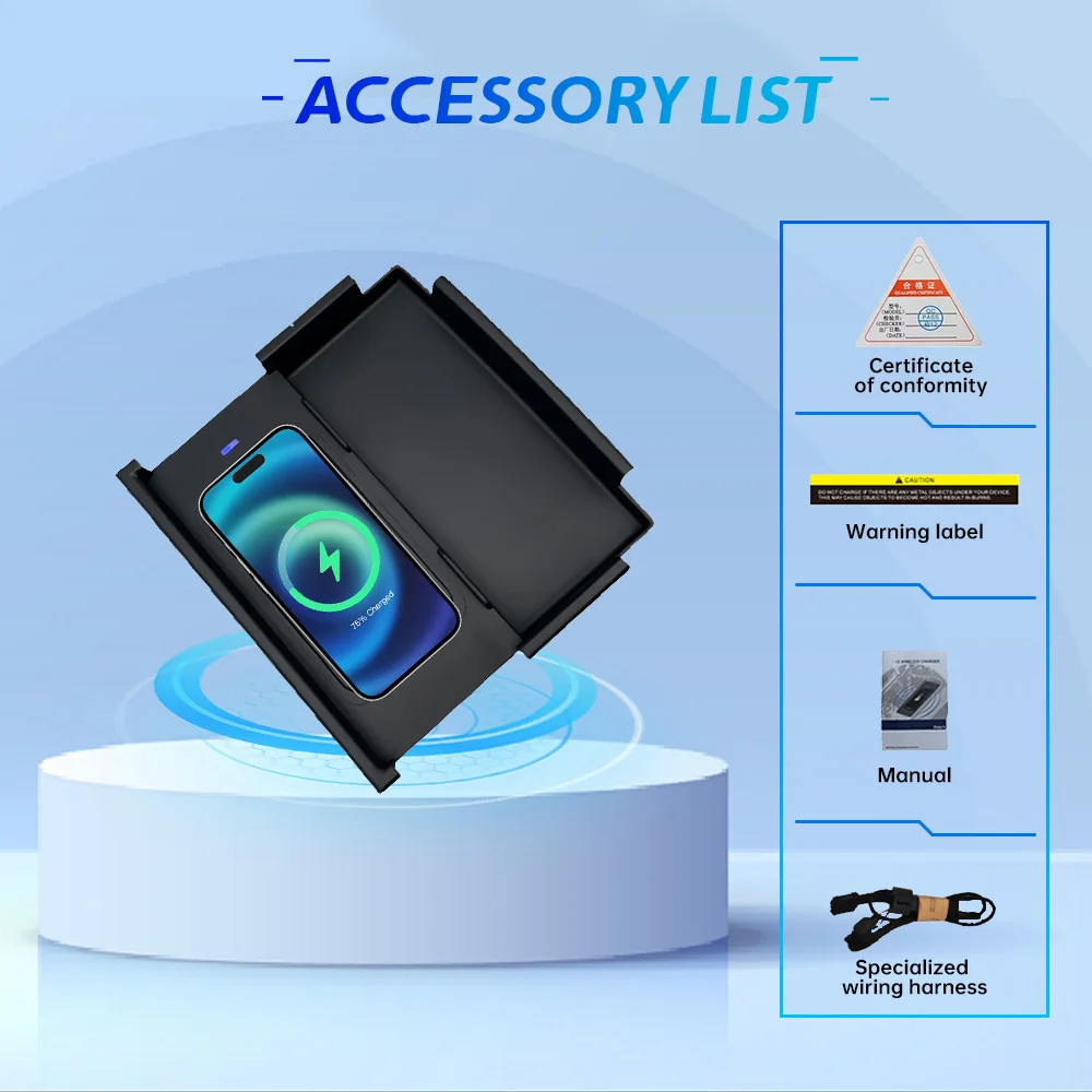 Car Wireless Charger apply to Ford Everest 2015-2023 Fast Charging Phone Case Accessory Compatible with Auto Cars