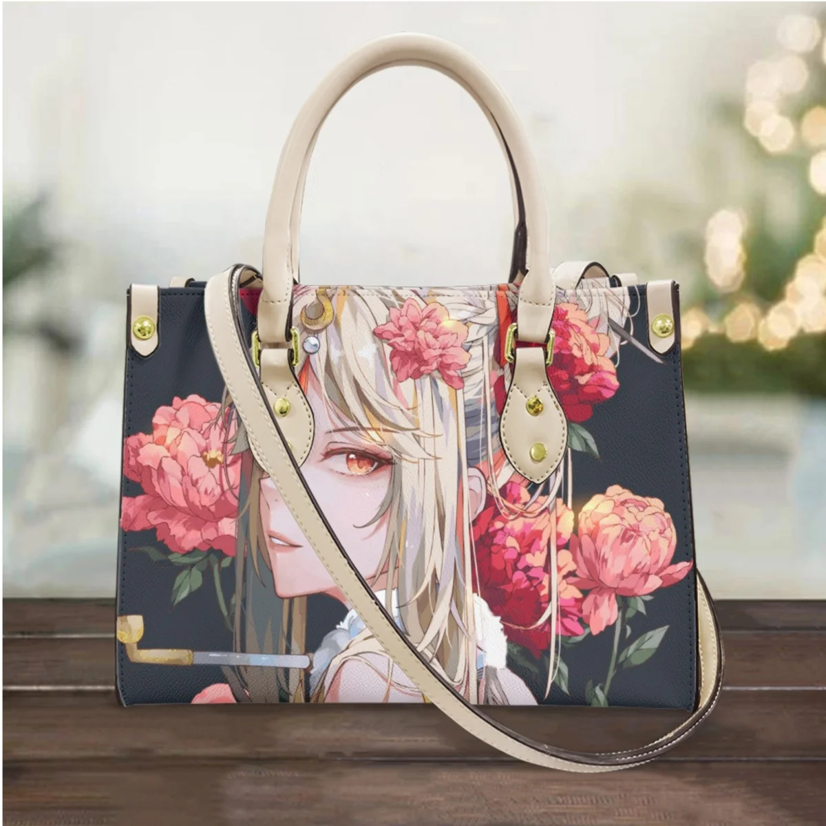 FORUDESIGNS Fashion Female Handbags Shoulder Strap Shopper Bags  Anime Genshin Impact Leather Luxury Bags High Street Elegant