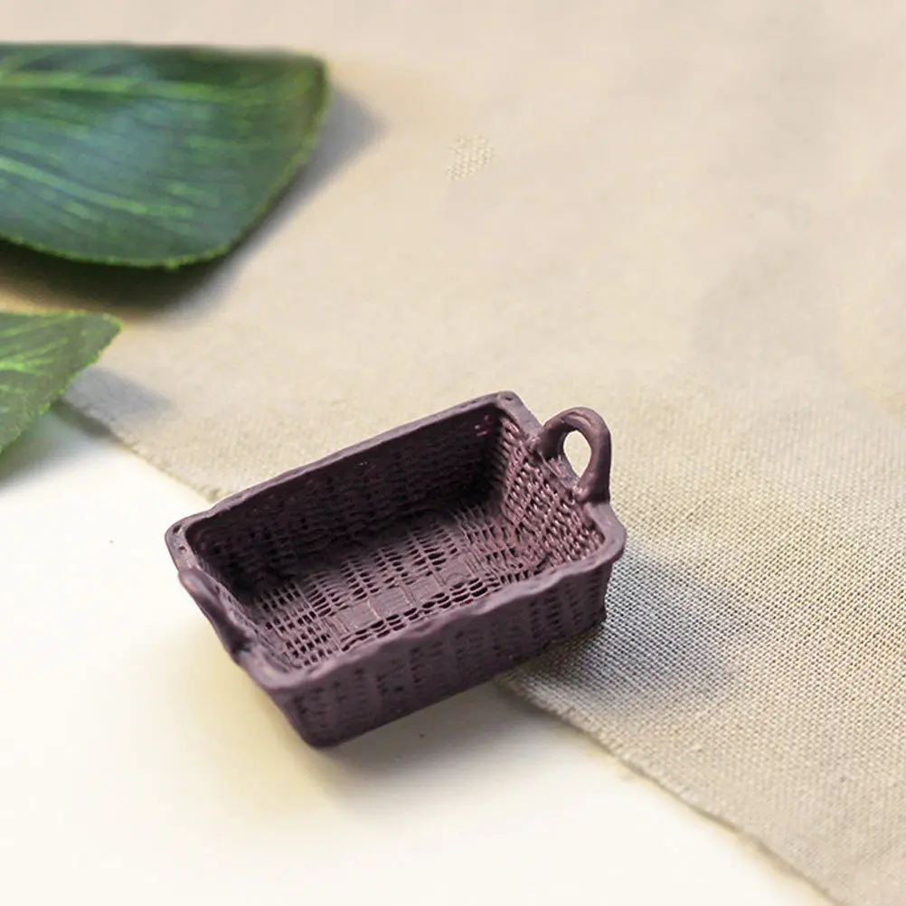

4Pcs Miniature Resin Basket Set Storage Organizer Mini House Basket Decor Resin Craft Ornament Mini Model Small Model Toy