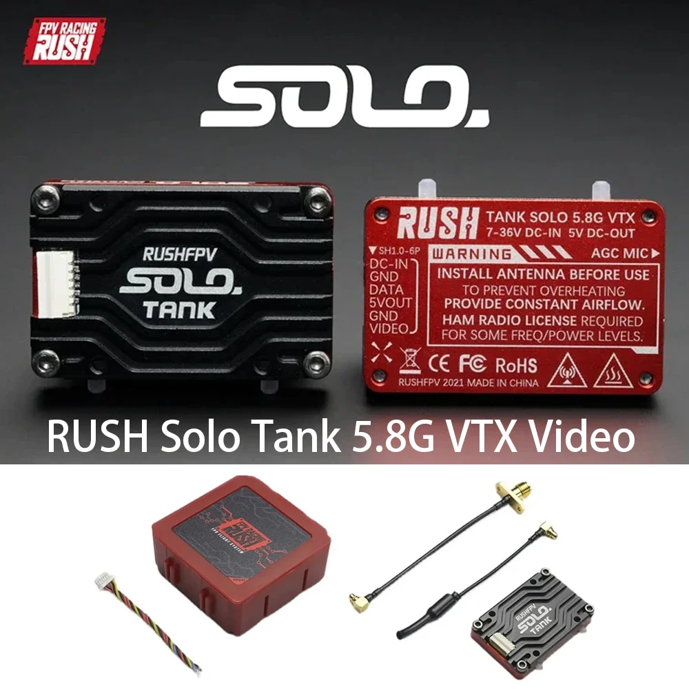 

RUSH Solo Tank 5.8G VTX Video Transmitter CNC shell 1.6W High Power Built-in Microphone Heat Dissipation Structure For RC FPV