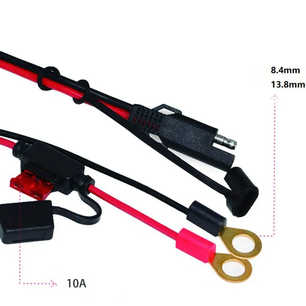 1Pcs Battery Extension Cable Sae to Ring Connector Heavy Duty Waterproof 12V Power Cord for Car Charger Maintainer Sae Extension