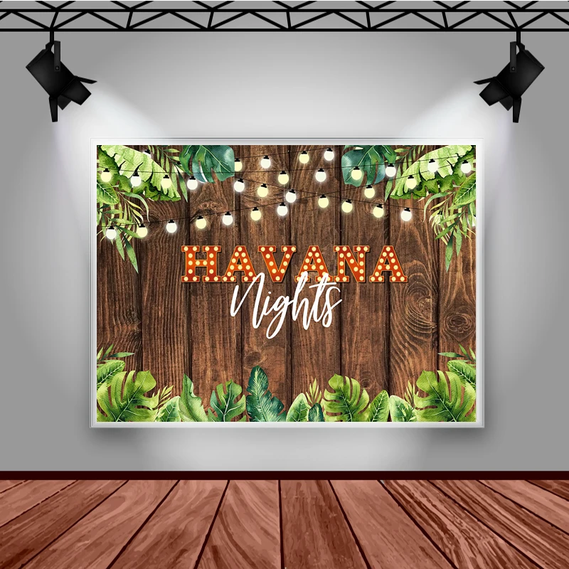 Mocsicka Havana Nights Background Photography Jungle Plank Lights Decoration Party Props Studio Photo Backdrop Banner view 3