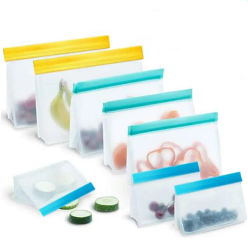 10/5 PCS Food Storage Bag Upgrade Reusable Freezer Sandwich Ziplock Silicone Bag PEVA Food Bag Kitchen Organizer BPA Free