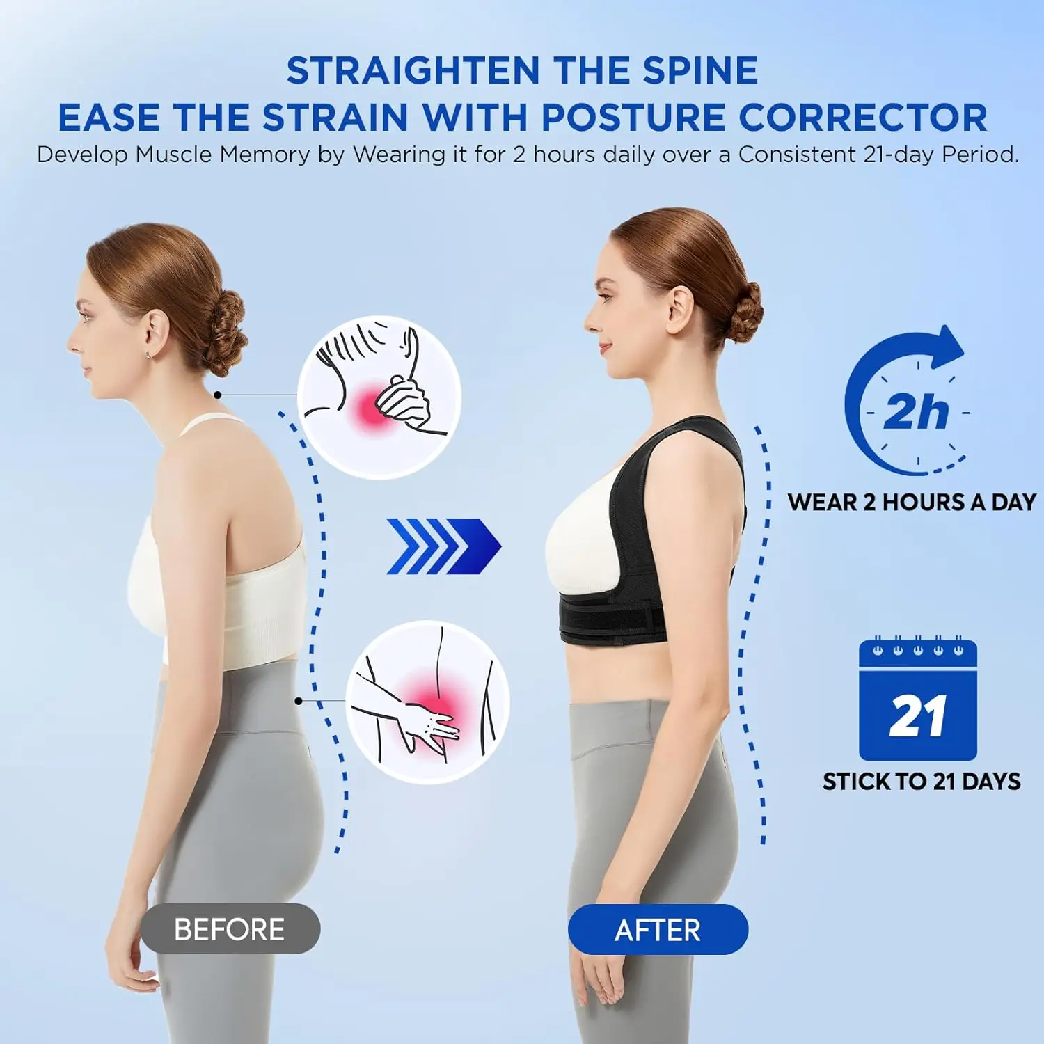 Adjustable Posture Corrector for Men & Women Brace with Anti-Hunchback Spine Alignment for Office Hiking Camping Daily Wear