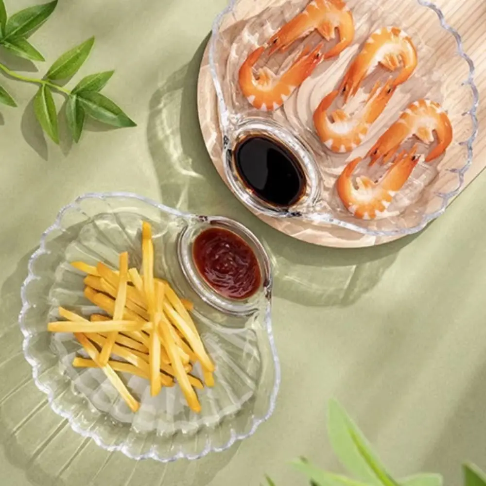 Durable Transparent Shell Dish with Vinegar Discs Creative Dumpling Plate Dried Fruit Snack Plates